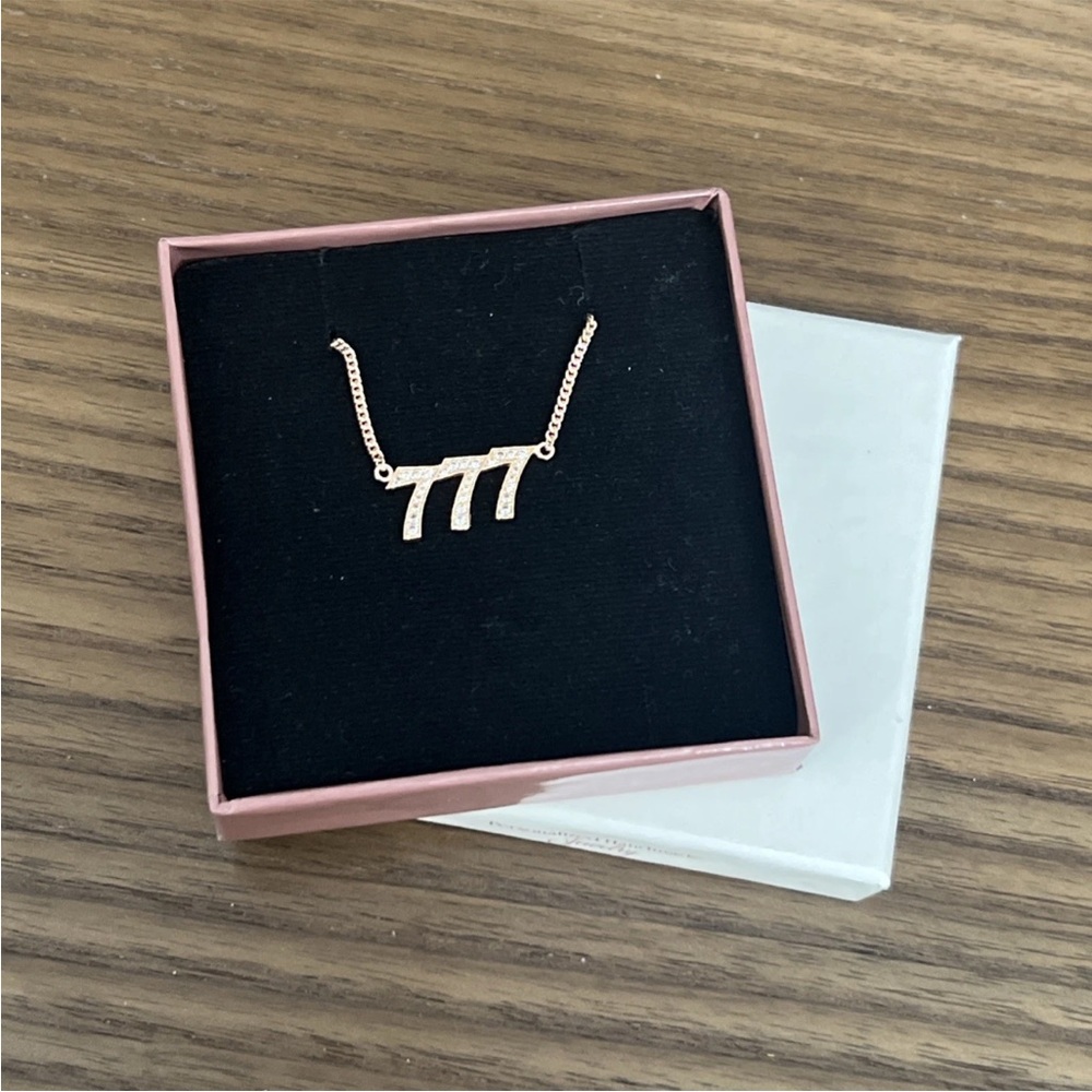Gold Bling Angel Number Necklace “777” Luck 18” Necklace NIB